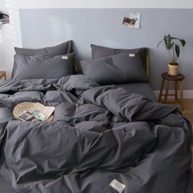 Four-piece Set Nordic Style Wash Cotton Quilt Cover Net-red Bed Sheet