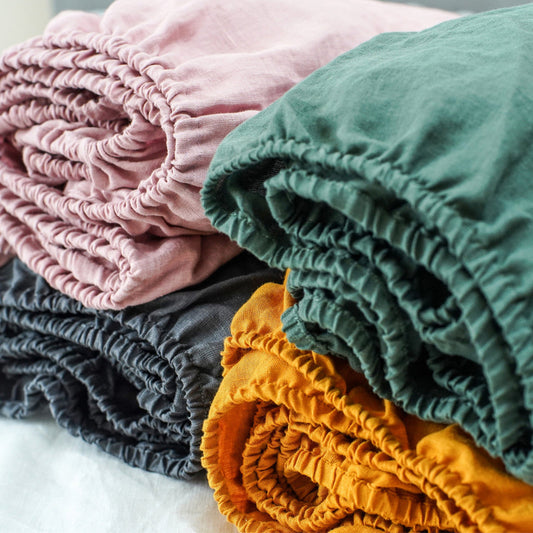 Washed Linen Fitted Sheet Mattress Protector