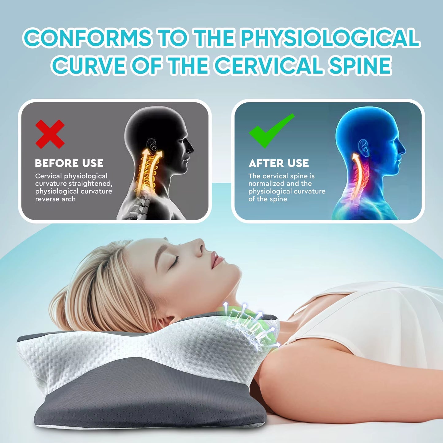 Cervical Cooling Memory Pillow With Silk Pillowcase