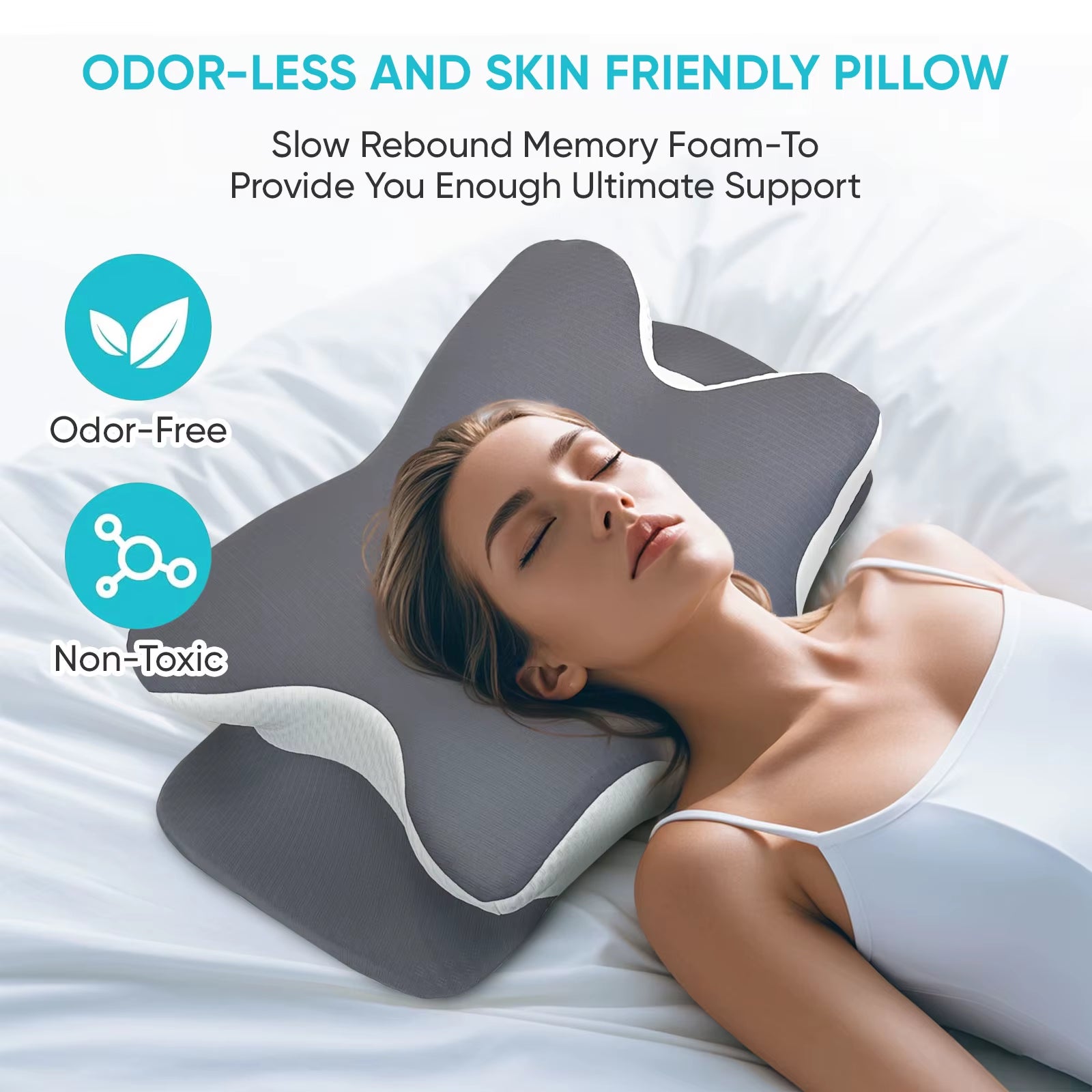 Cervical Cooling Memory Pillow With Silk Pillowcase