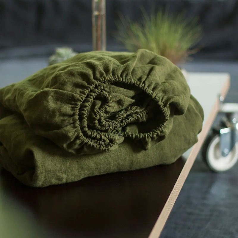 Washed Linen Fitted Sheet Mattress Protector