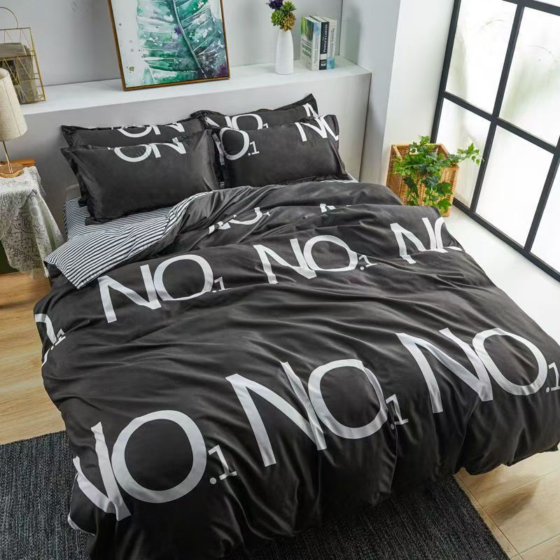 Four-piece Set Nordic Style Wash Cotton Quilt Cover Net-red Bed Sheet