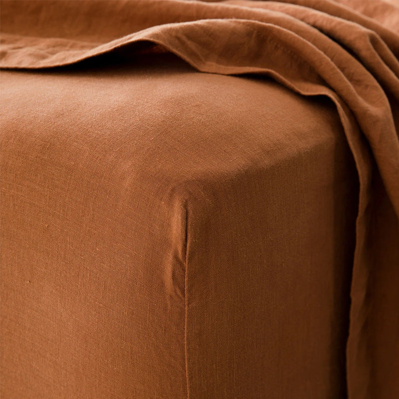 Washed Linen Fitted Sheet Mattress Protector