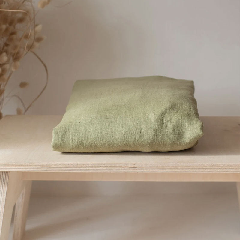 Washed Linen Fitted Sheet Mattress Protector