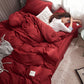 Four-piece Set Nordic Style Wash Cotton Quilt Cover Net-red Bed Sheet