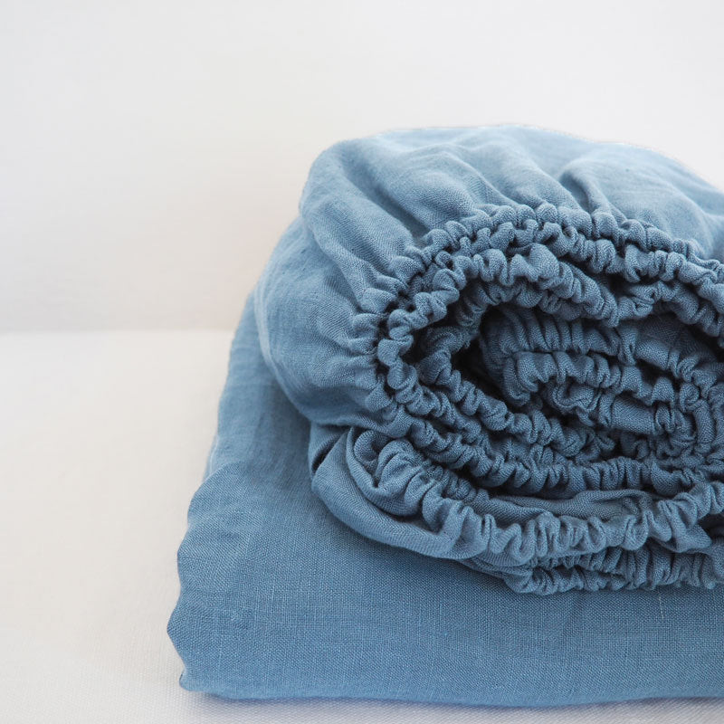 Washed Linen Fitted Sheet Mattress Protector