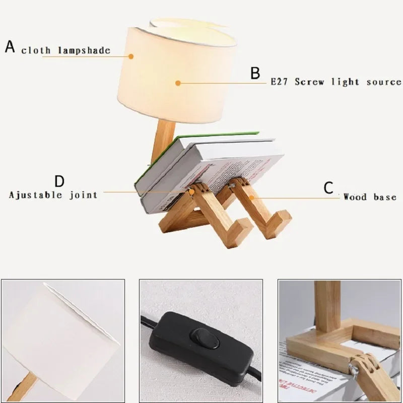 Versatile Adjustable Robot Shape Table Lamp