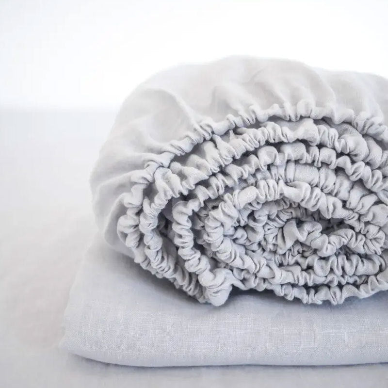 Washed Linen Fitted Sheet Mattress Protector