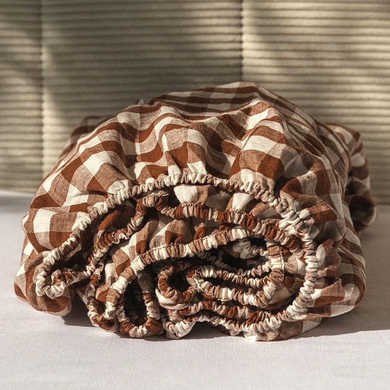 Washed Linen Fitted Sheet Mattress Protector