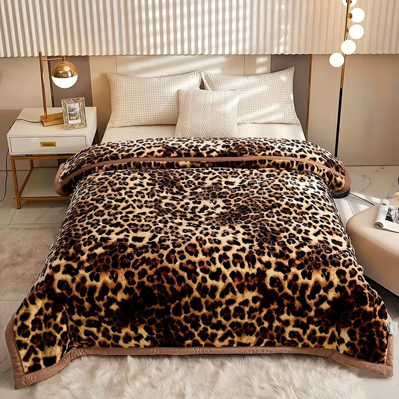 Premium Leopard Print Plush Blanket 
