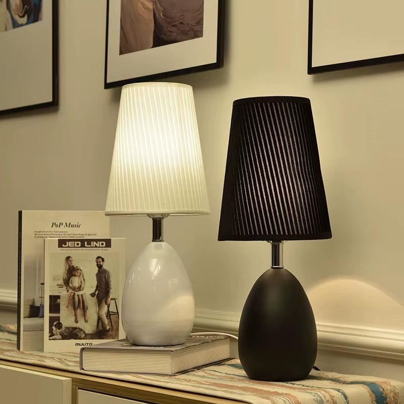 Black and White Coffee Table and Bedside Lamp